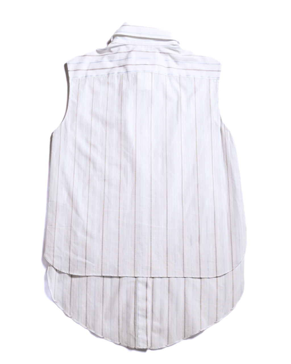 CHANEL/ 2003 Fly Front Design Striped No Sleeve Shirt White