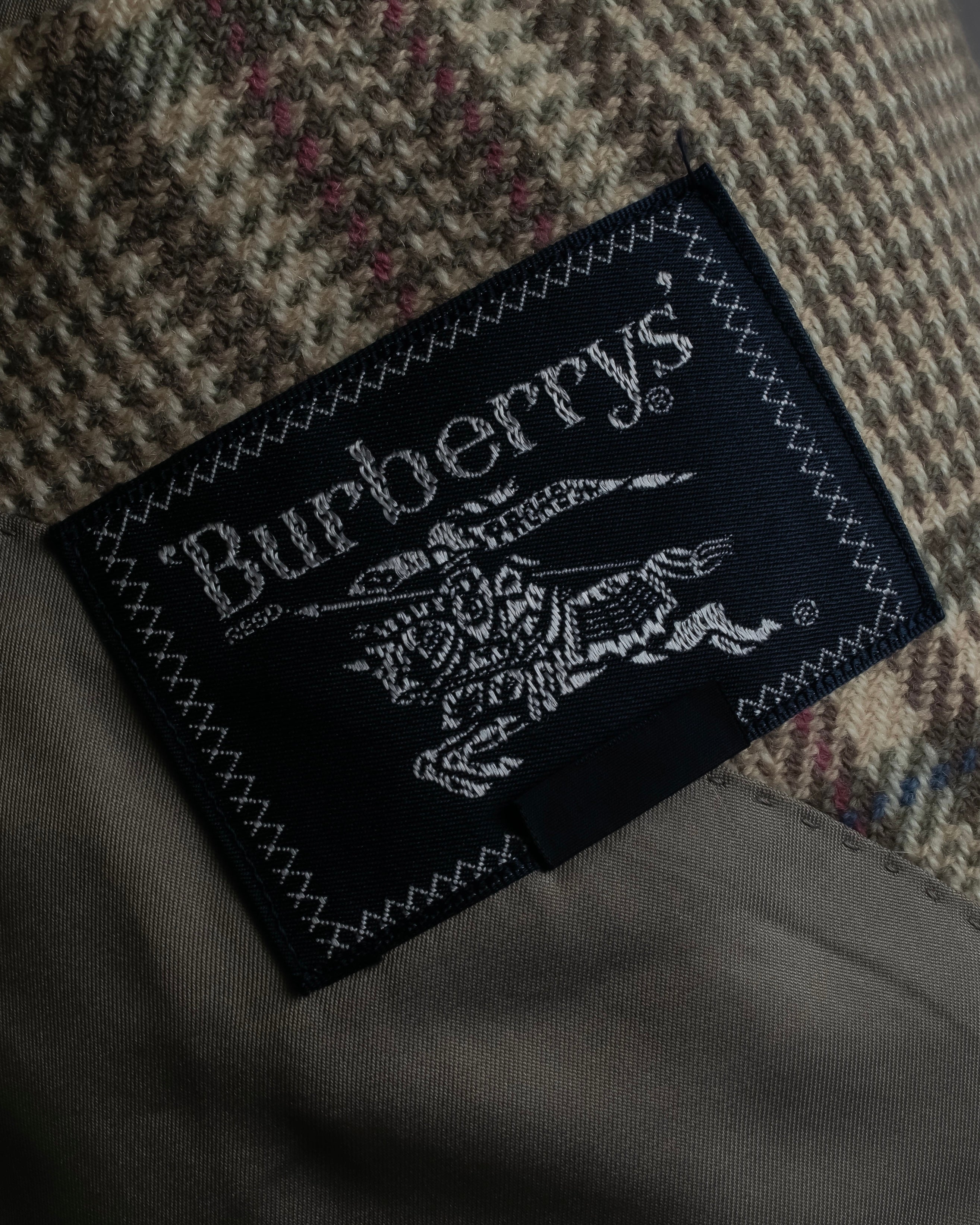 "BURBERRYS" Windowpane pattern tweed tailored jacket
