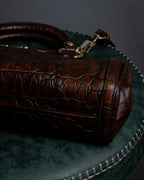 "MIU MIU" Antique design crocodile embossed leather 2way bag