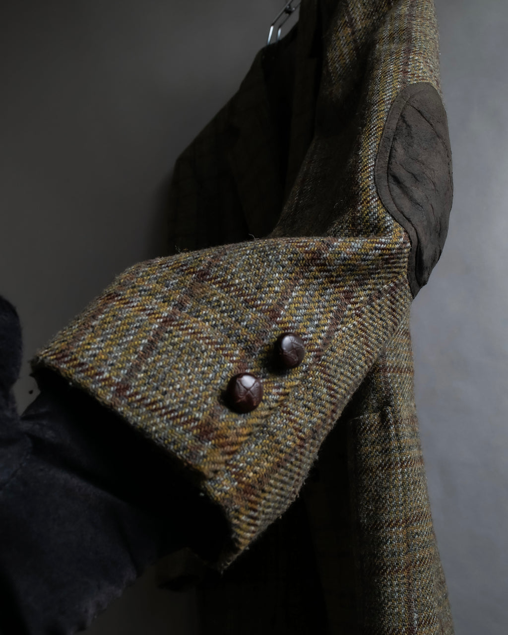"BURBERRYS" Elbow patch design gun club check tweed jacket