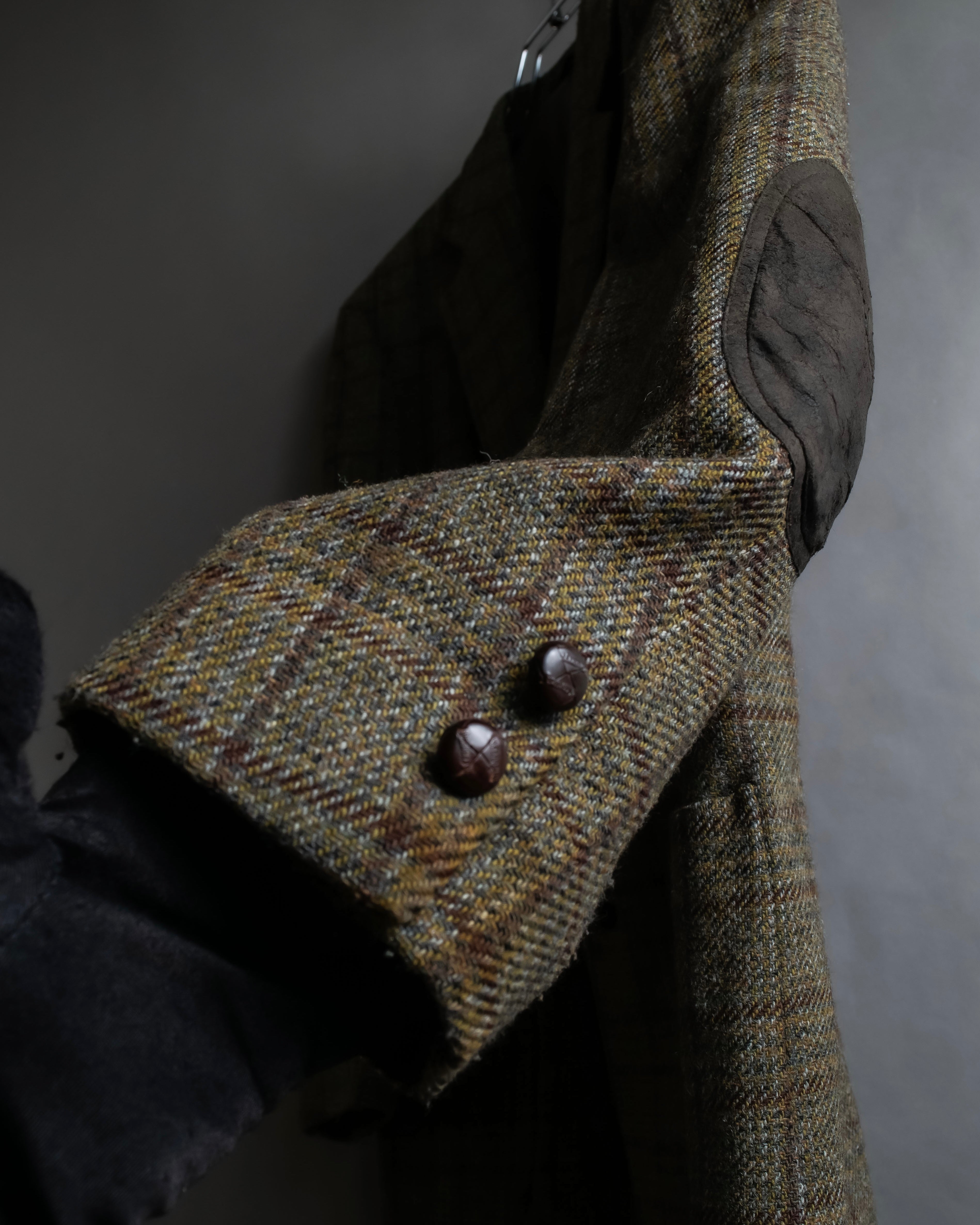 "BURBERRYS" Elbow patch design gun club check tweed jacket