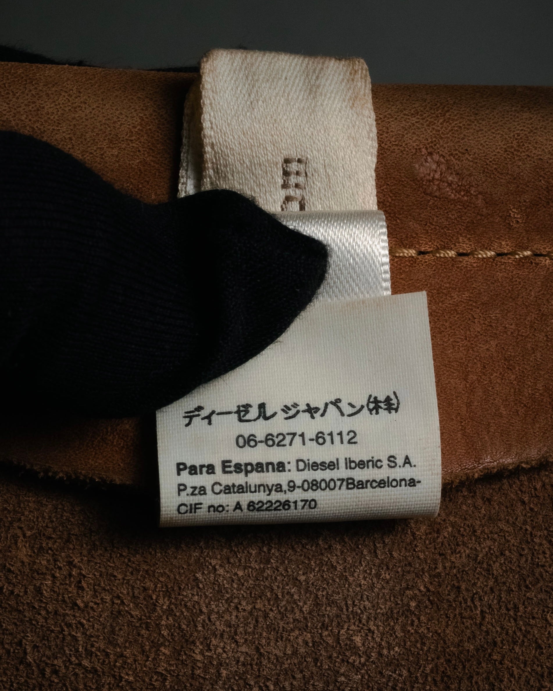 "DIESEL" 00’s Turquoise-studded embossed suede belt