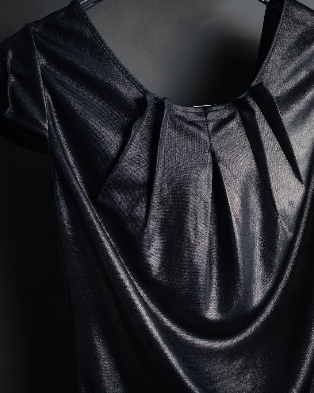 “Christian Dior” 2000’s Metallic draped cap sleeve top