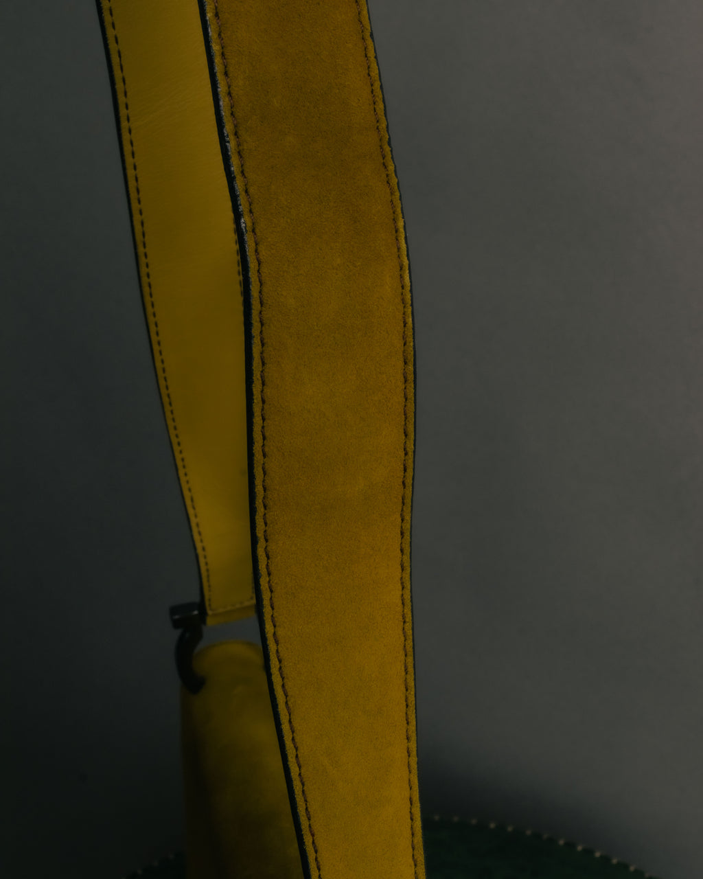 "Salvatore Ferragamo" 90's-00's Mustard yellow suede shoulder bag with oversized Gancini