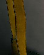 "Salvatore Ferragamo" 90's-00's Mustard yellow suede shoulder bag with oversized Gancini
