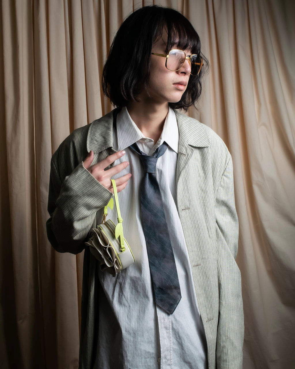 "COMME des GARCONS HOMME" Argyle check sheer necktie