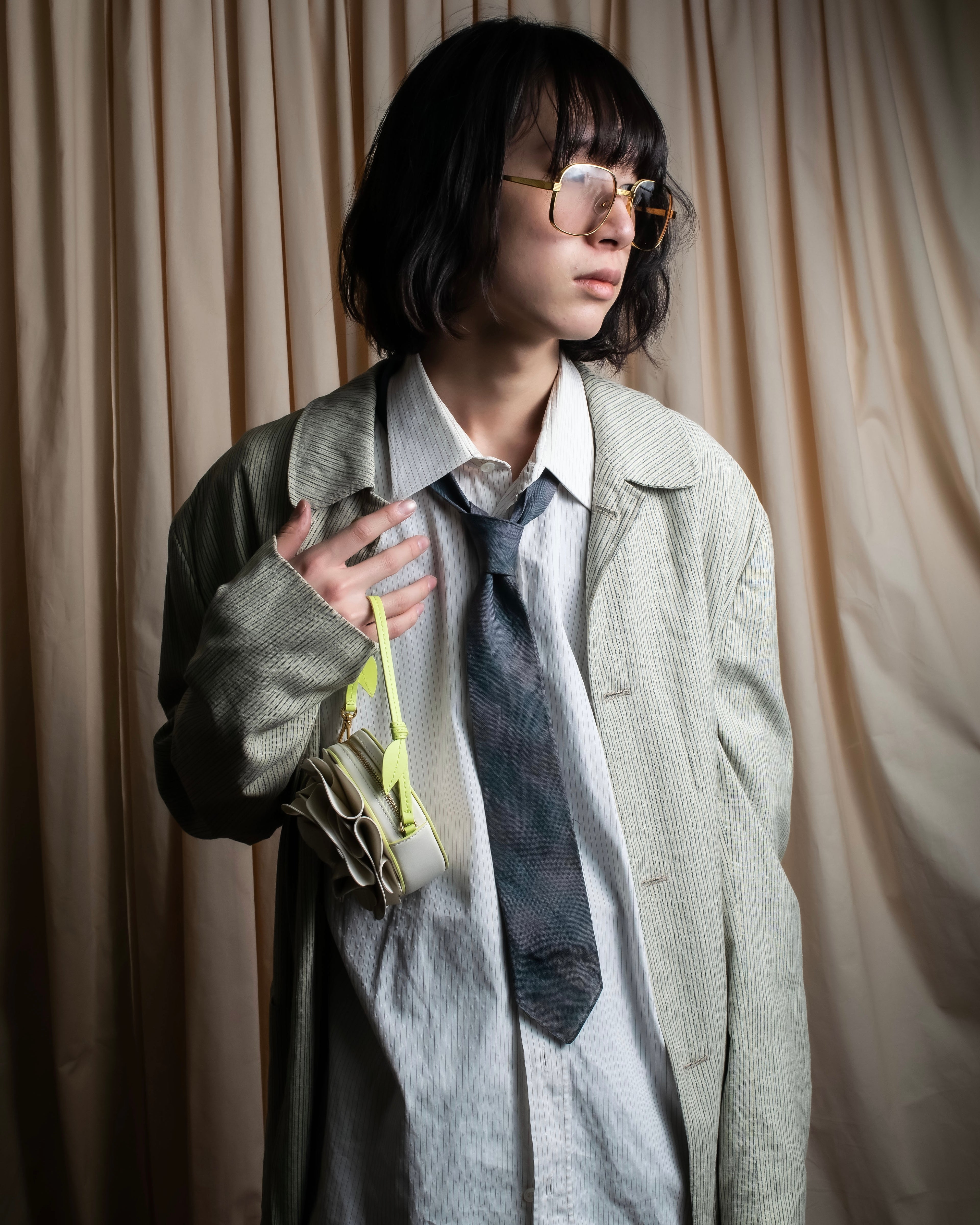 "COMME des GARCONS HOMME" Argyle check sheer necktie