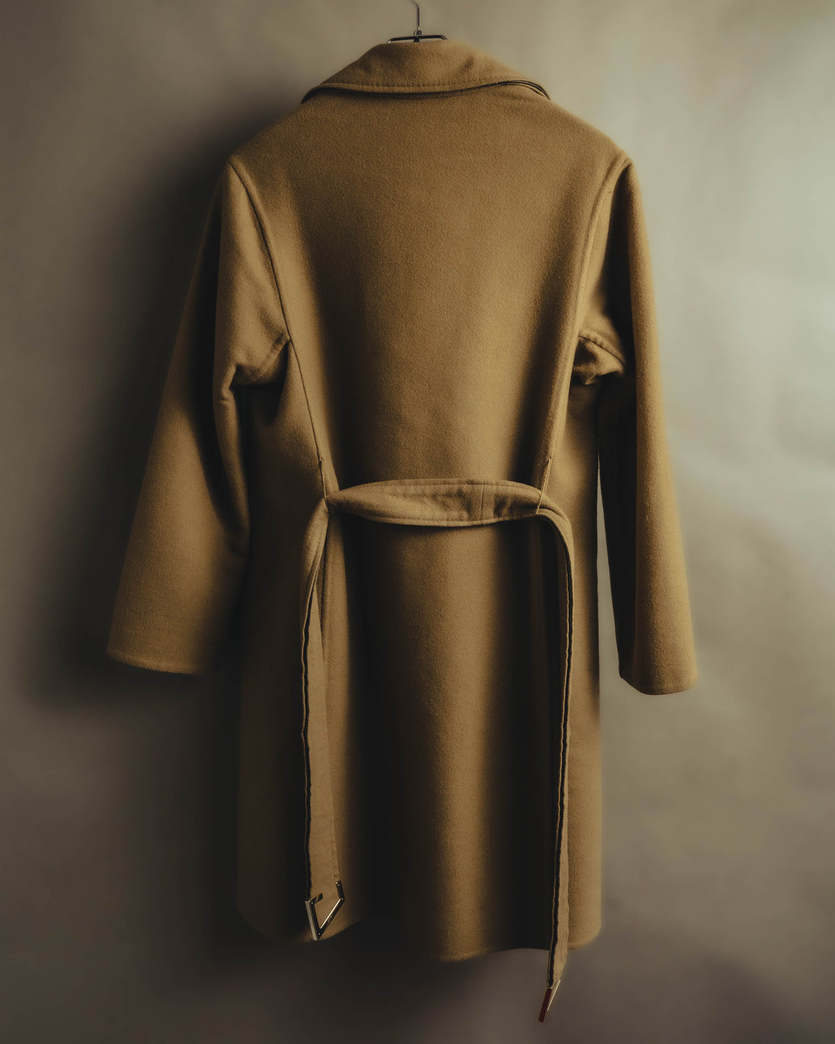 “GUCCI” 00’s-10’s Cashmere-blend leather-trimmed belted long coat