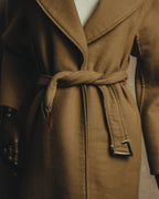 “GUCCI” 00’s-10’s Cashmere-blend leather-trimmed belted long coat