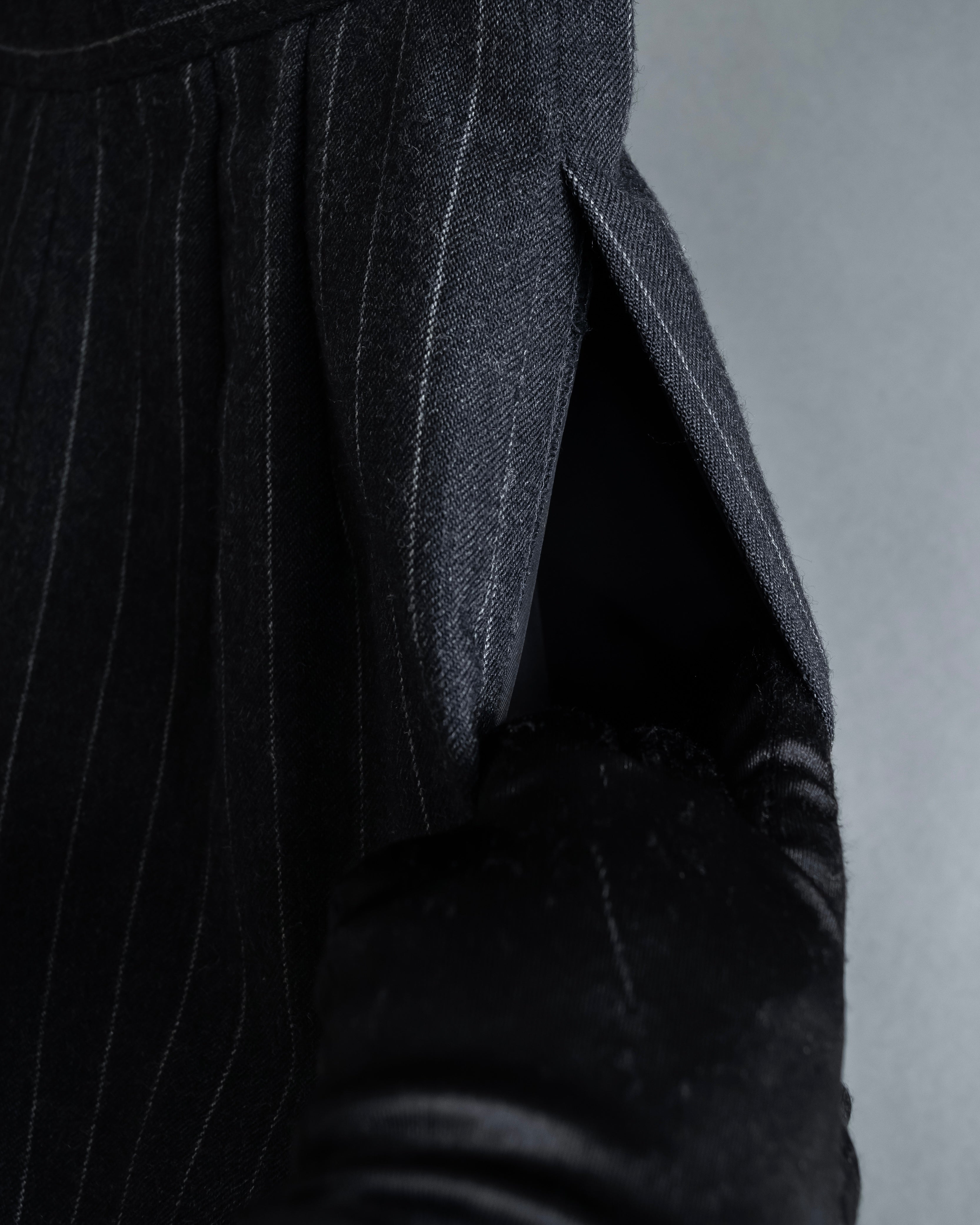 "BALENCIAGA" Side zipper design striped slacks