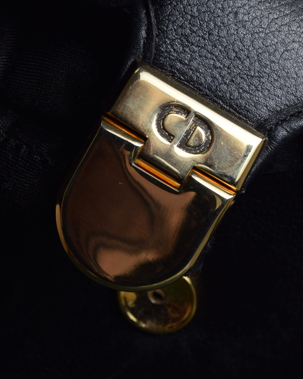 "Christian Dior" Structured flap design gold clasp leather bag