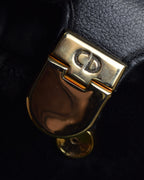 "Christian Dior" Structured flap design gold clasp leather bag