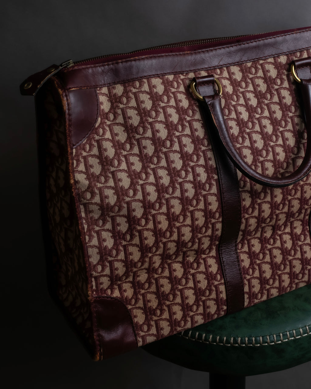 "Christian Dior" Trotter monogram jacquard boston bag