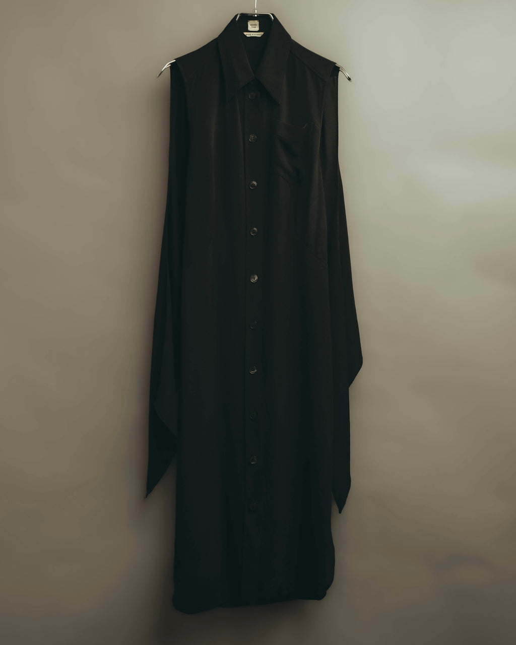 -SPECIAL- “HERMÈS“ 00’s-10’s Sleeveless silk draped shirt dress