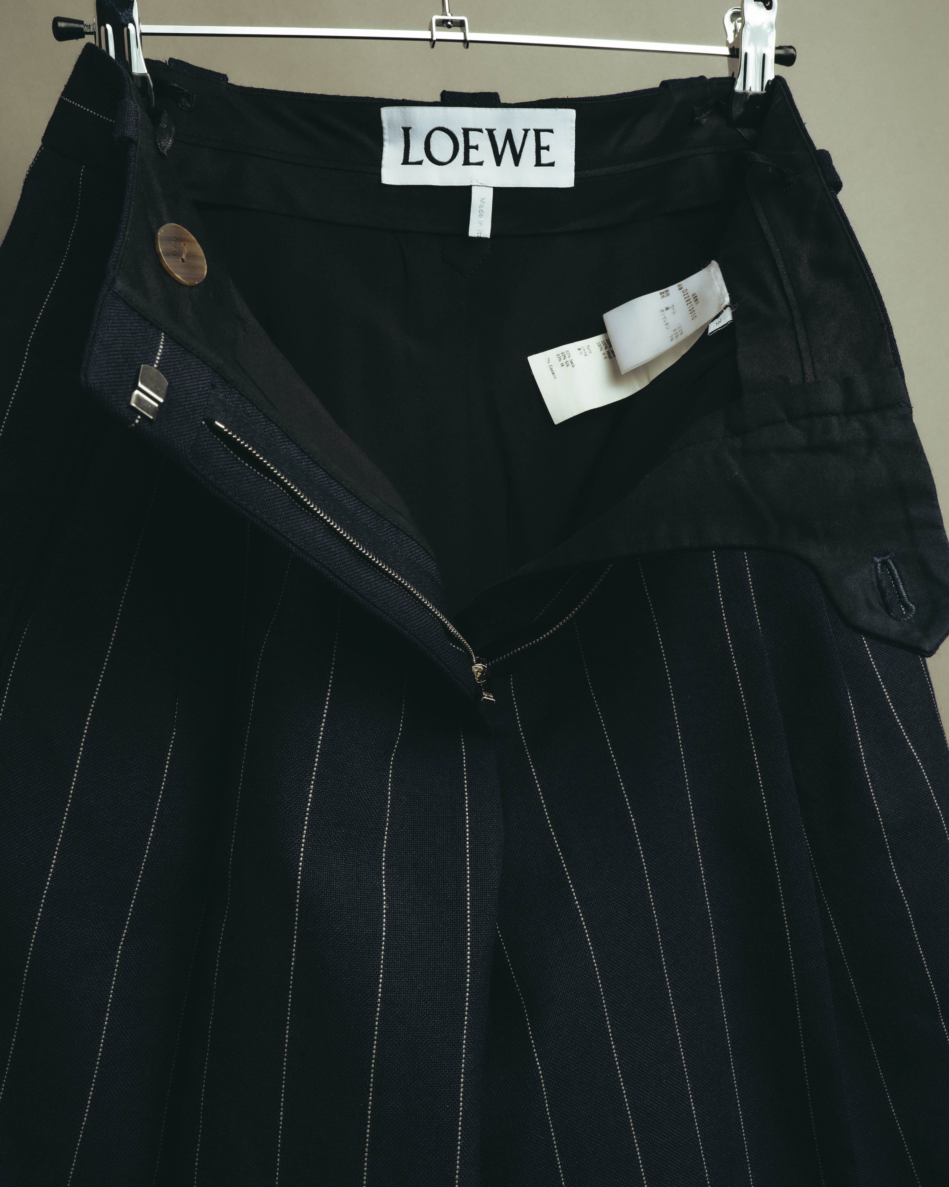 -SPECIAL- "LOEWE" 10's Pinstriped silk-lined wide trousers