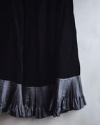 "CELINE" Pleated satin hem velvet flare skirt