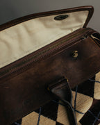 -SPECIAL- "Felisi" Argyle leather trim 2way boston bag