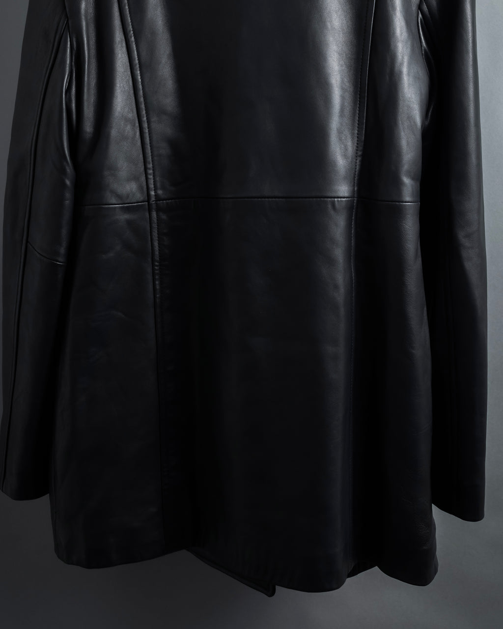 "COACH" Double-breasted panel work design leather coat