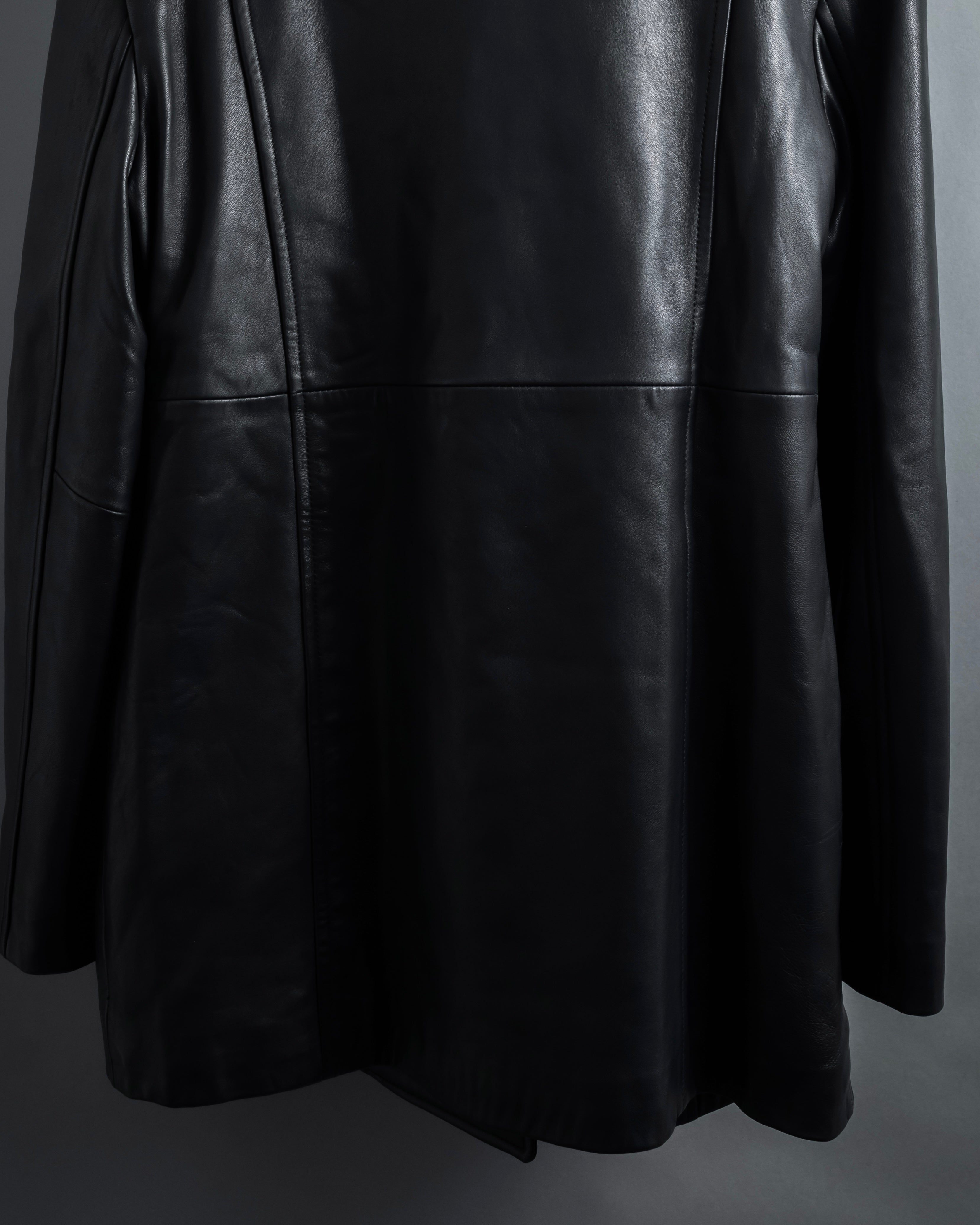 "COACH" Double-breasted panel work design leather coat