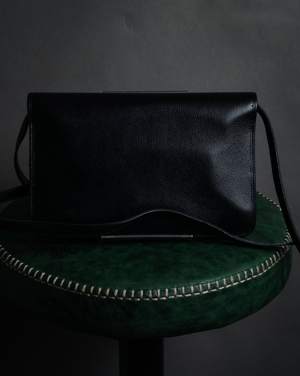 "Christian Dior" 80’s structured grained leather flap shoulder bag