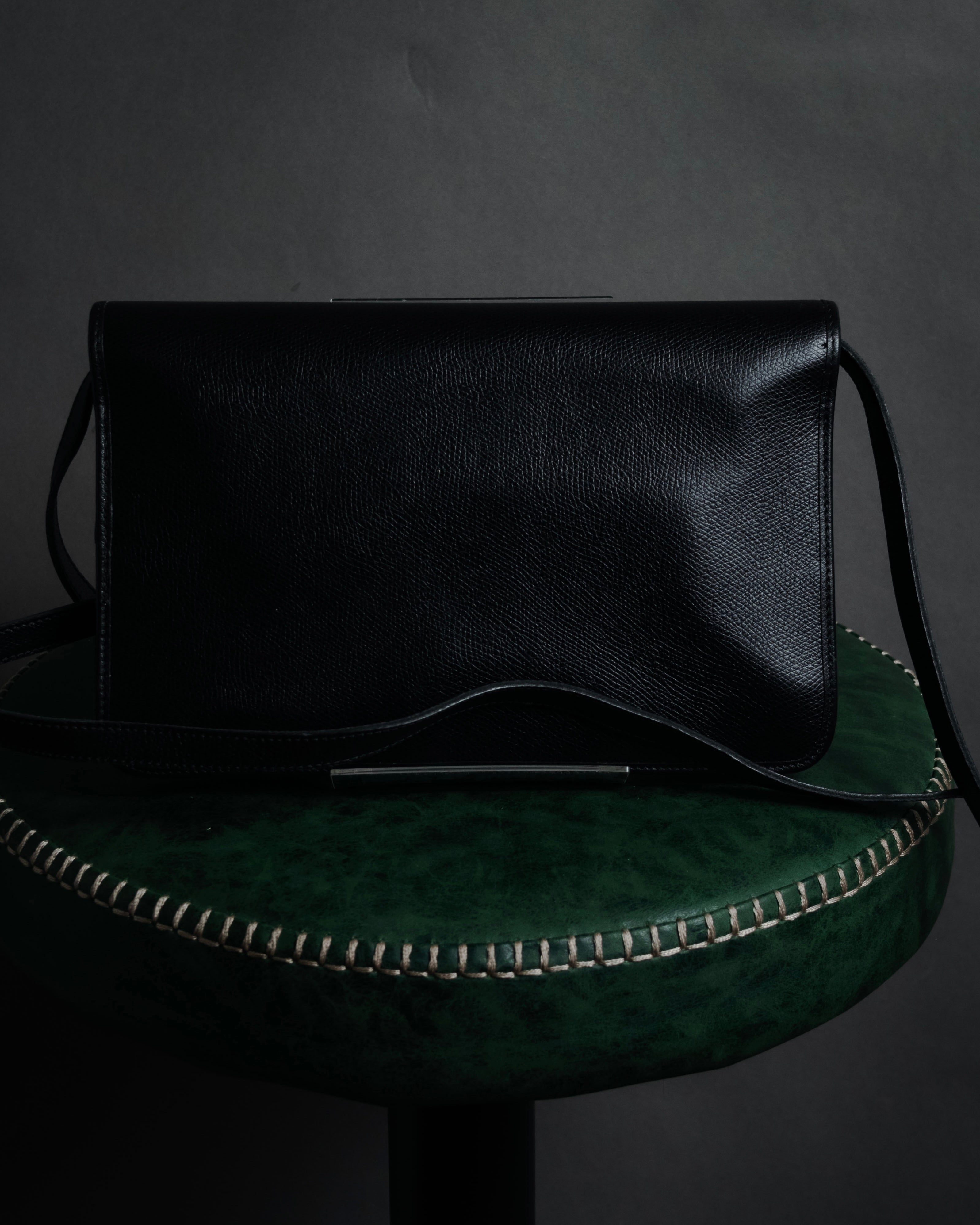 "Christian Dior" 80’s structured grained leather flap shoulder bag