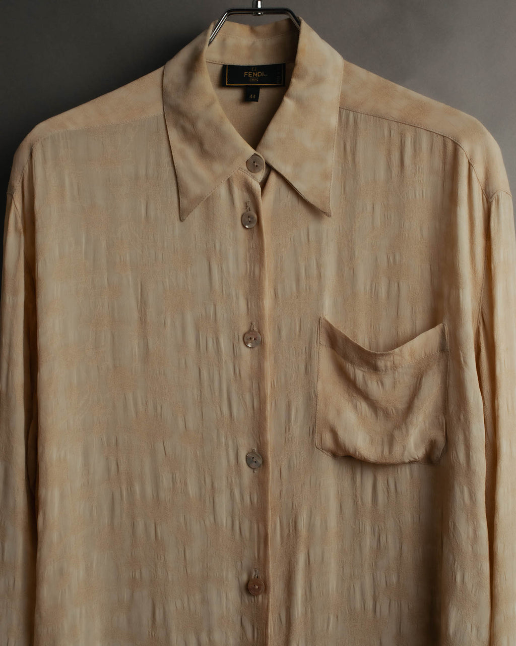 "FENDI" 80's-90's Draped rayon jacquard shirt