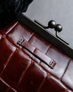 "JEAN PAUL GAULTIER" Logo engraved crocodile embossed 2way leather bag