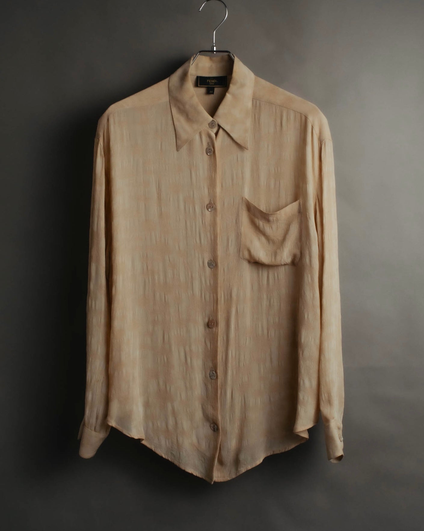 "FENDI" 80's-90's Draped rayon jacquard shirt