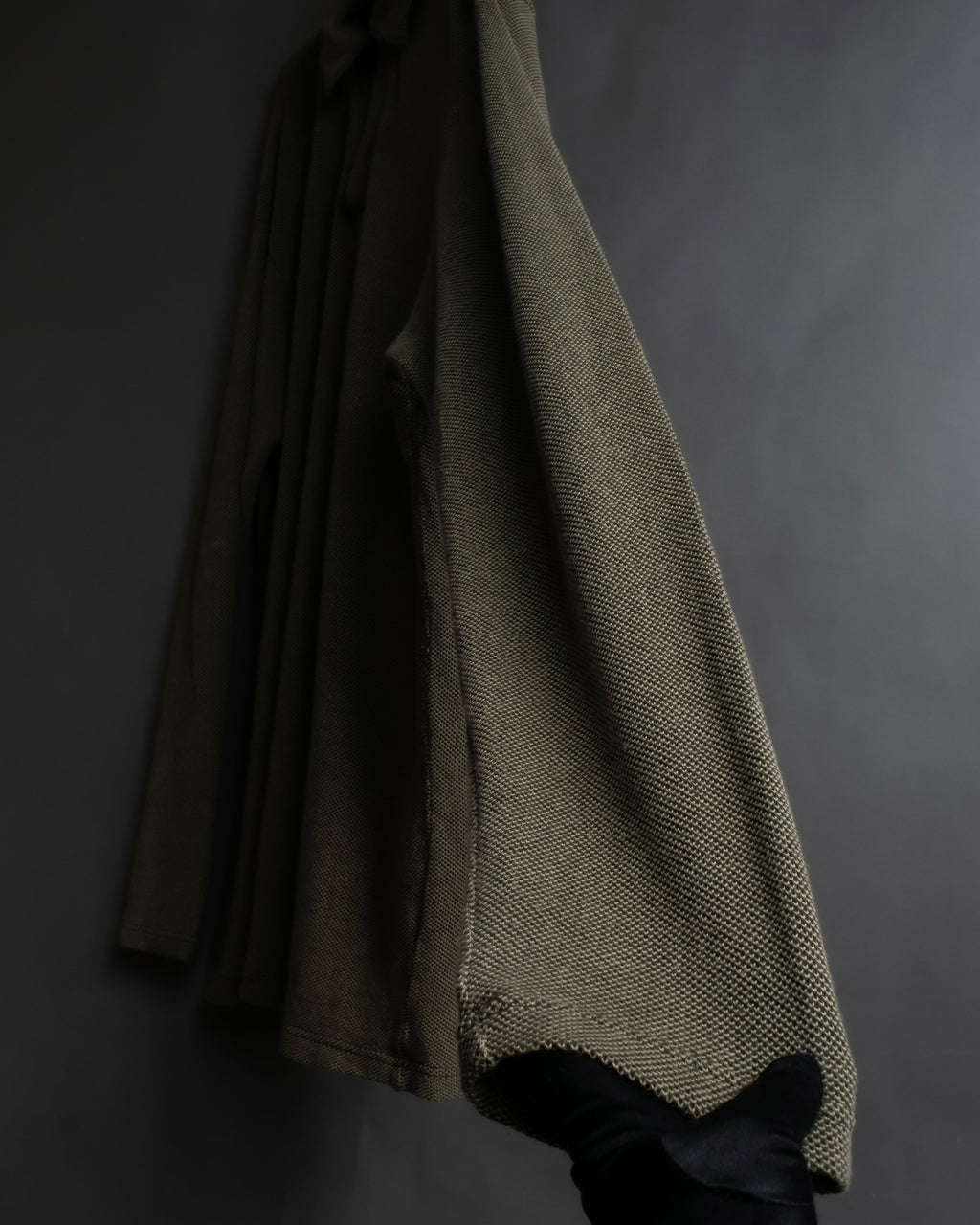 "Vintage herringbone long sleeve polo shirt"