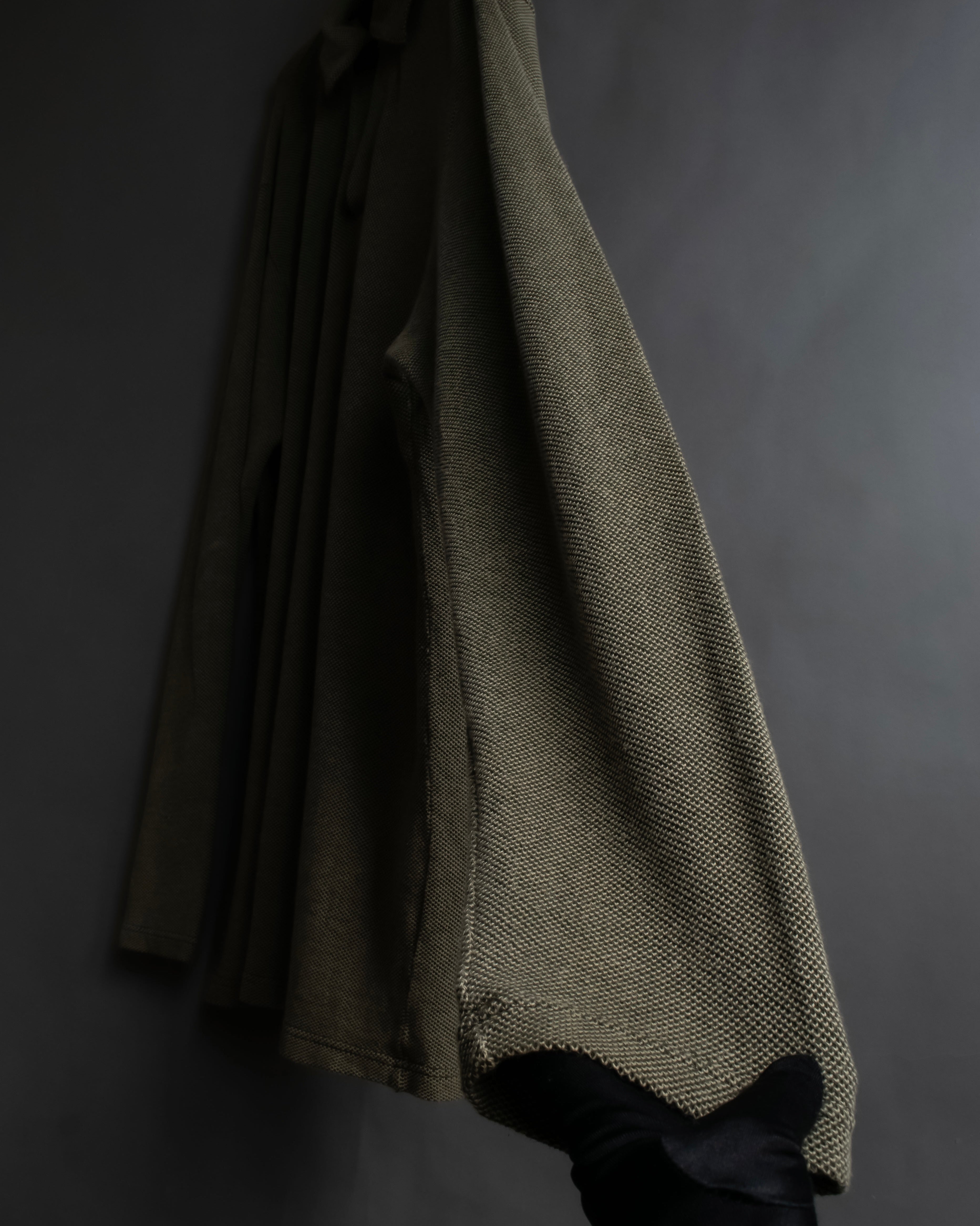 "Vintage herringbone long sleeve polo shirt"