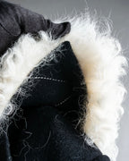 "HELMUT LANG" Fur collar belted long coat