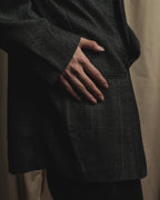 Chaqueta entallada de tweed de espina de pescado estructurado de los años 70-80 de Yves Saint Laurent