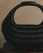 -SPECIAL- “Salvatore Ferragamo” 90’s-00’s Woven leather half moon handle bag