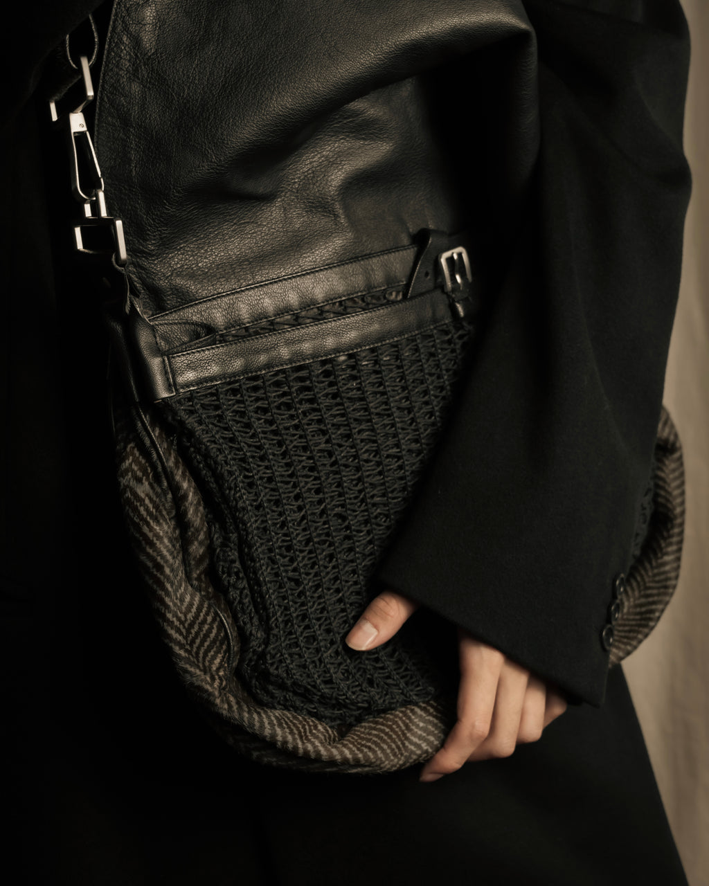 "JIL SANDER" Large flap design Harako leather shoulder bag