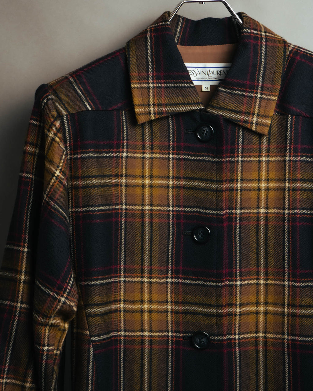 "Yves Saint Laurent" 80's-90's Plaid wool coat dress