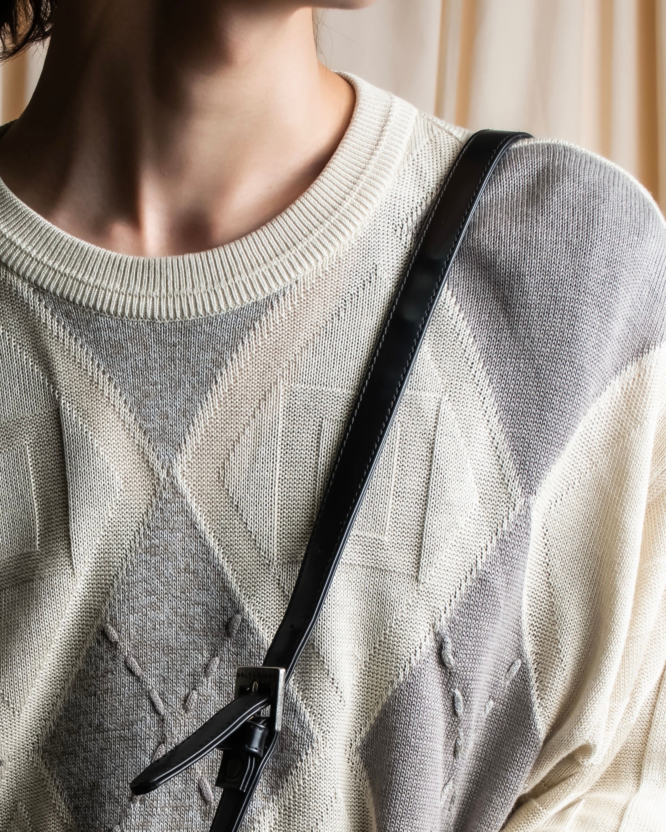 "BALENCIAGA" Diamond pattern argyle twill crew neck knit