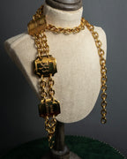 "CELINE" AVENUE MONTAIGNE 38 design gold necklace & belt
