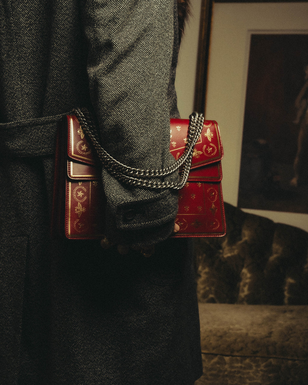 -SPECIAL- "GUCCI" 2010's-20's Collectible gucci garden embellished leather dionysus chain shoulder bag