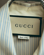 -SPECIAL- “GUCCI” 2017-2019 Floral embroidered ruffled striped shirt
