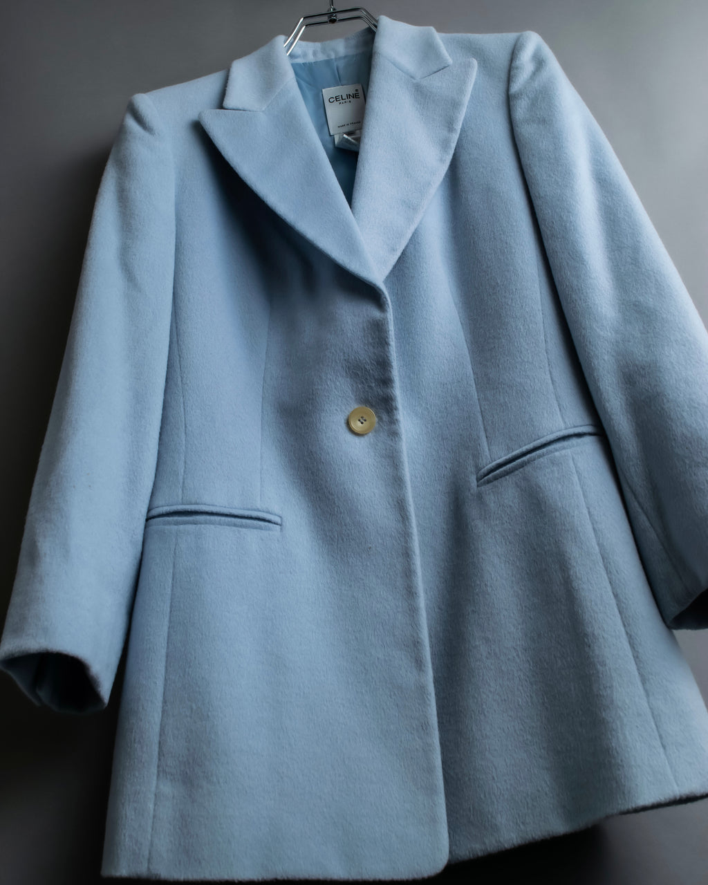 “CELINE “ beautiful shaped sky blue tailored jacket