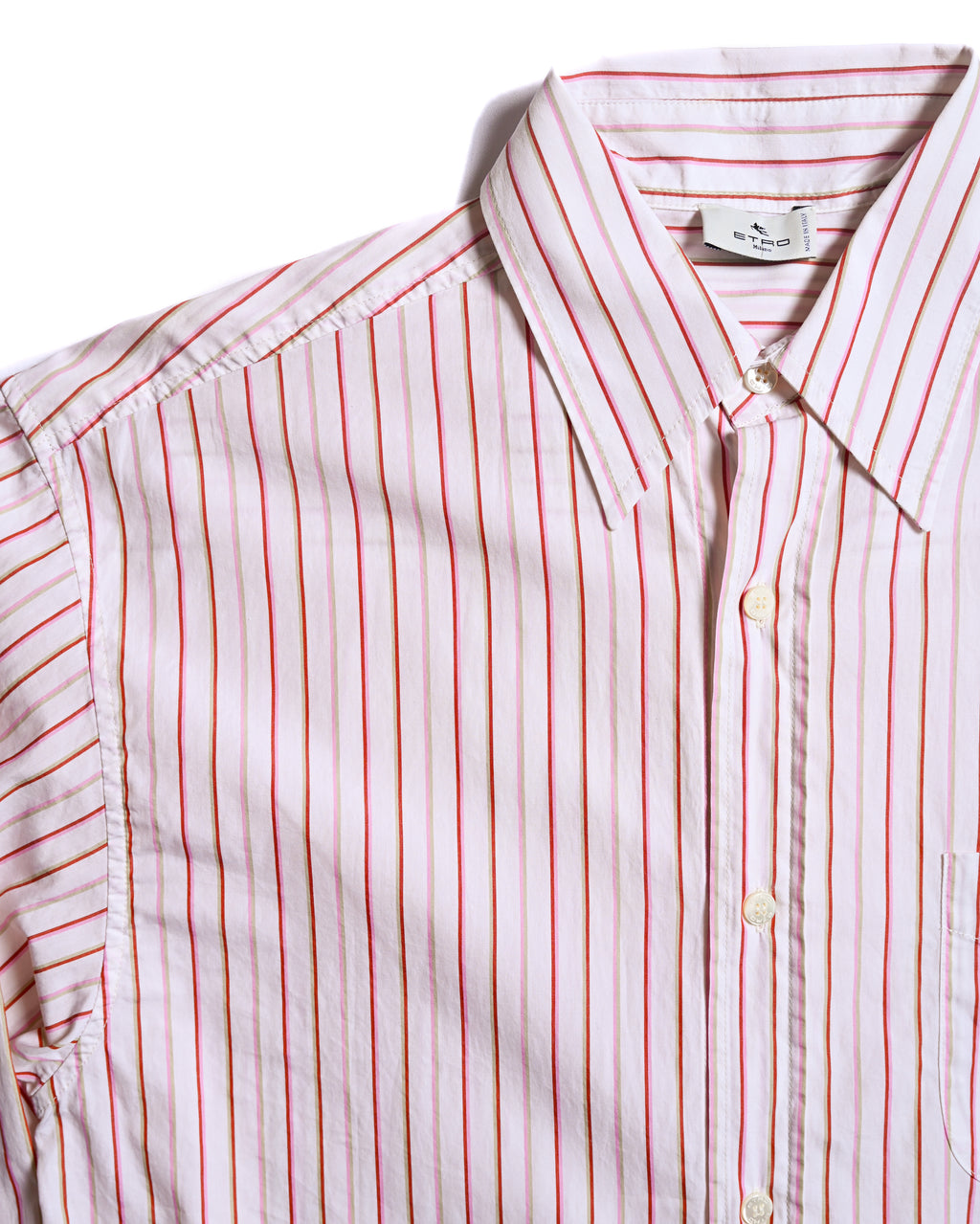 ETRO/ Oversized Multi Color Striped Shirt Pink × White