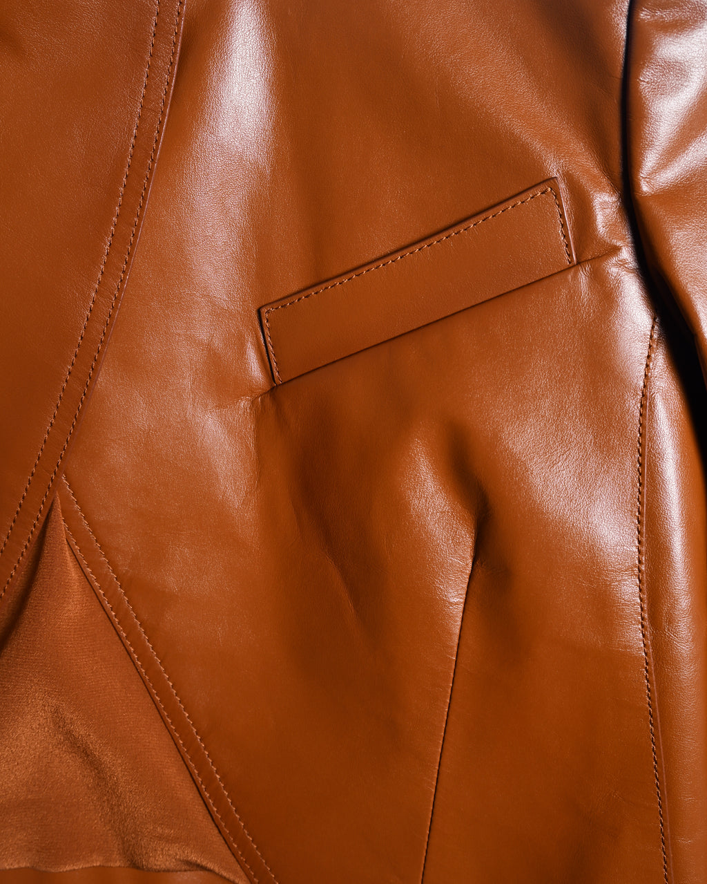 FENDI/ Back Logo Embroidery Calf Leather Short Jacket Brown