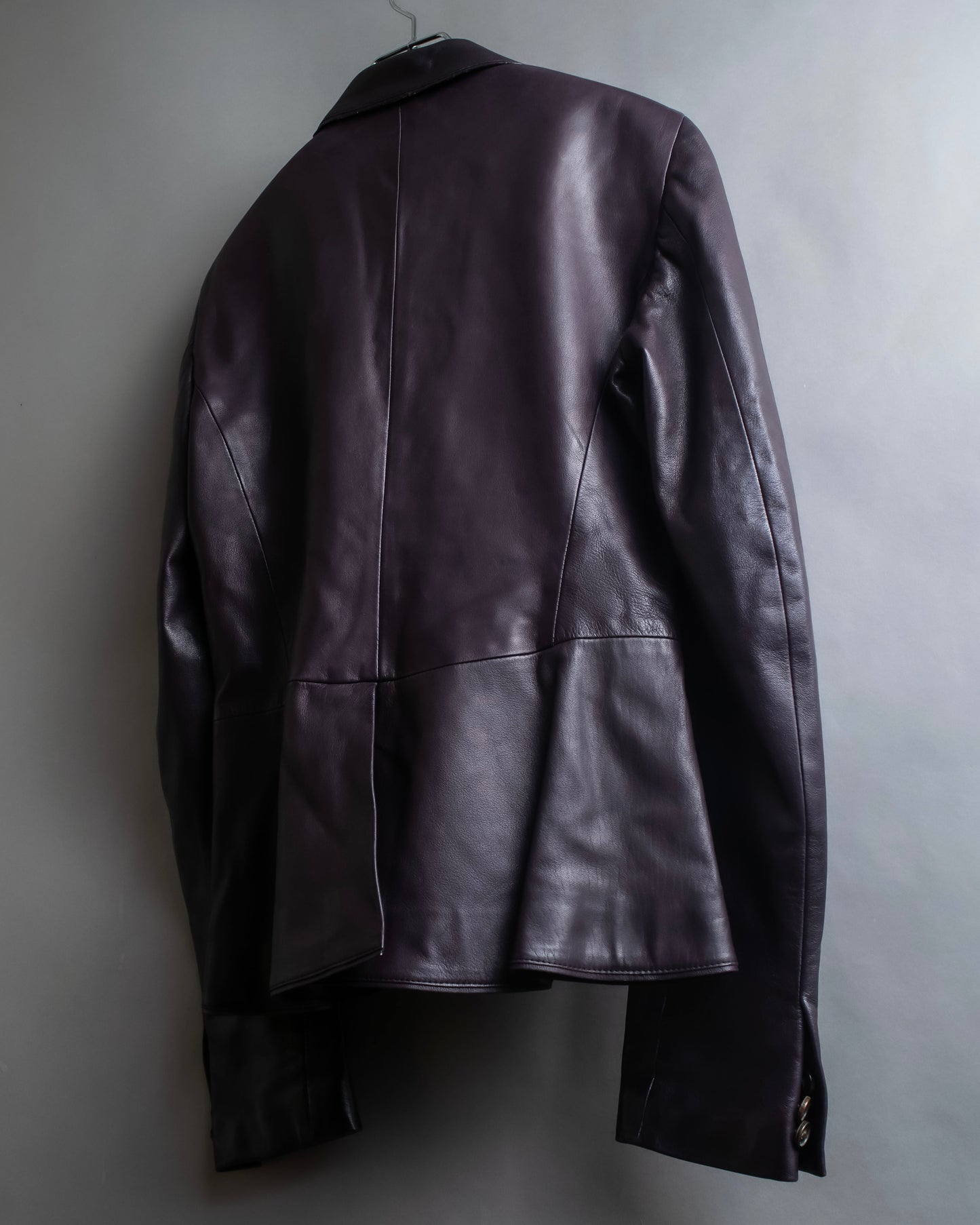 "GUCCI" Cutting design leather tailored jacket