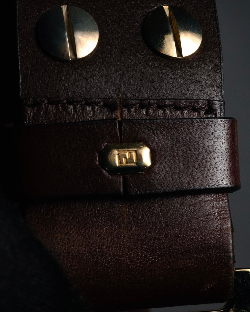“FENDI” 2000’s FF studded sculptural leather belt