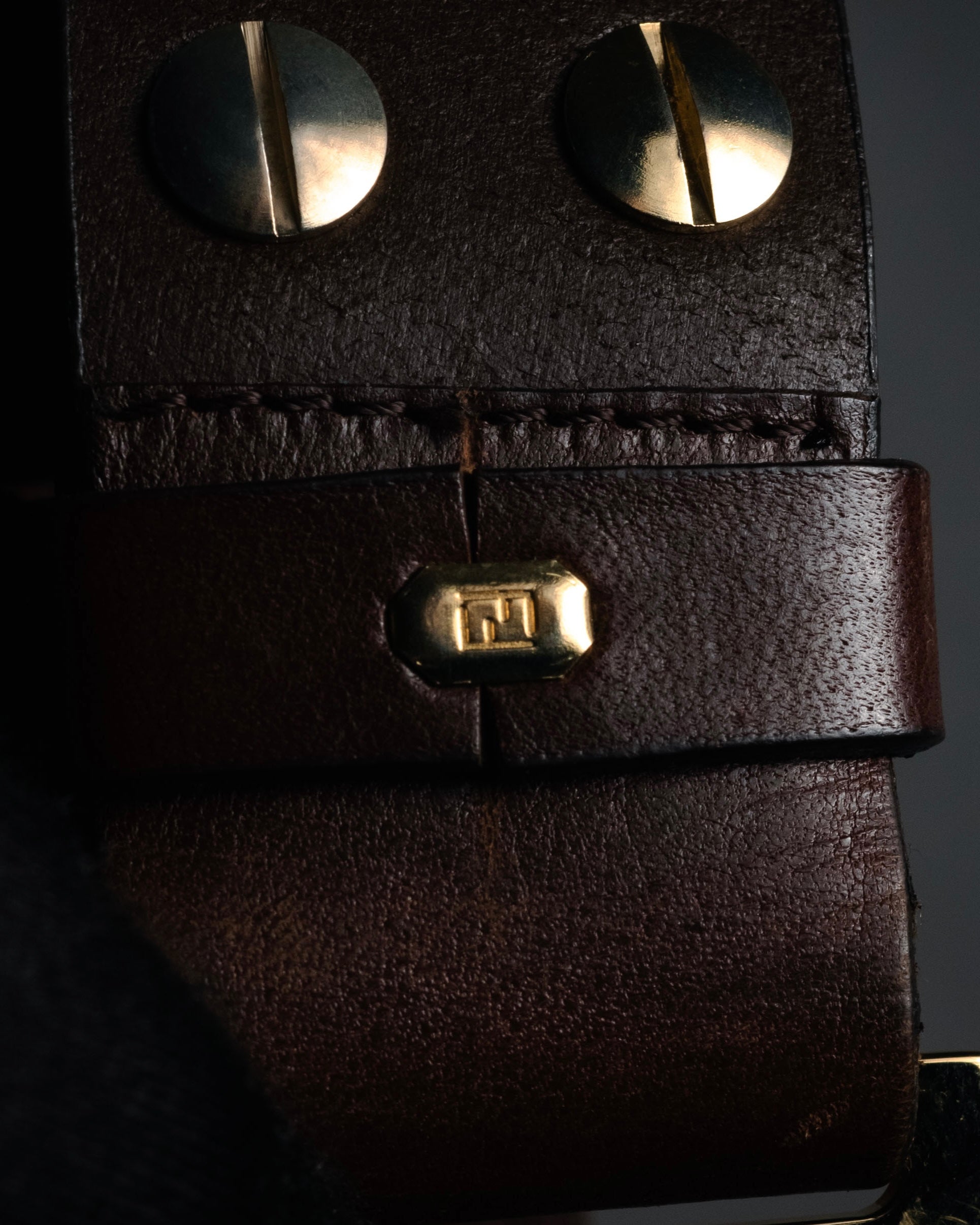 “FENDI” 2000’s FF studded sculptural leather belt