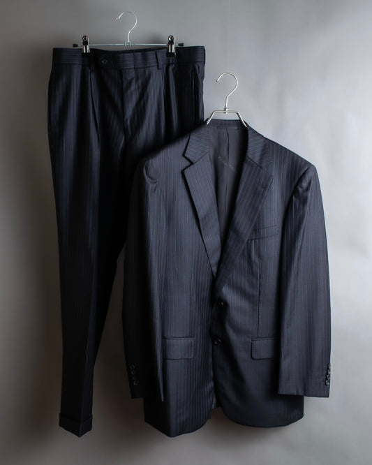 "BURBERRY" 2B tailored jacket & tapered silhouette slacks pinstripe pattern set up