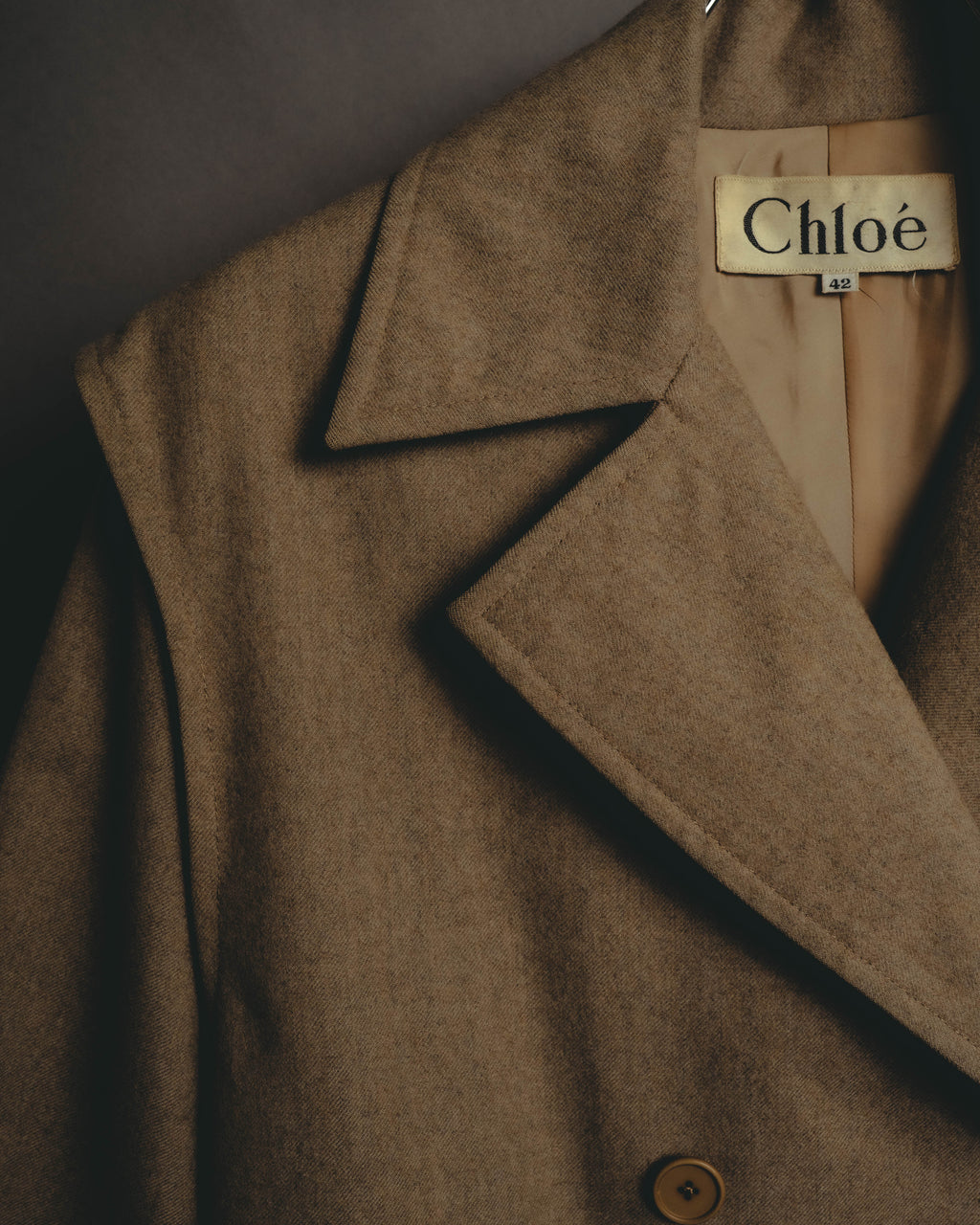"Chloé" 70's-80's Wide-lapel double-breasted long coat