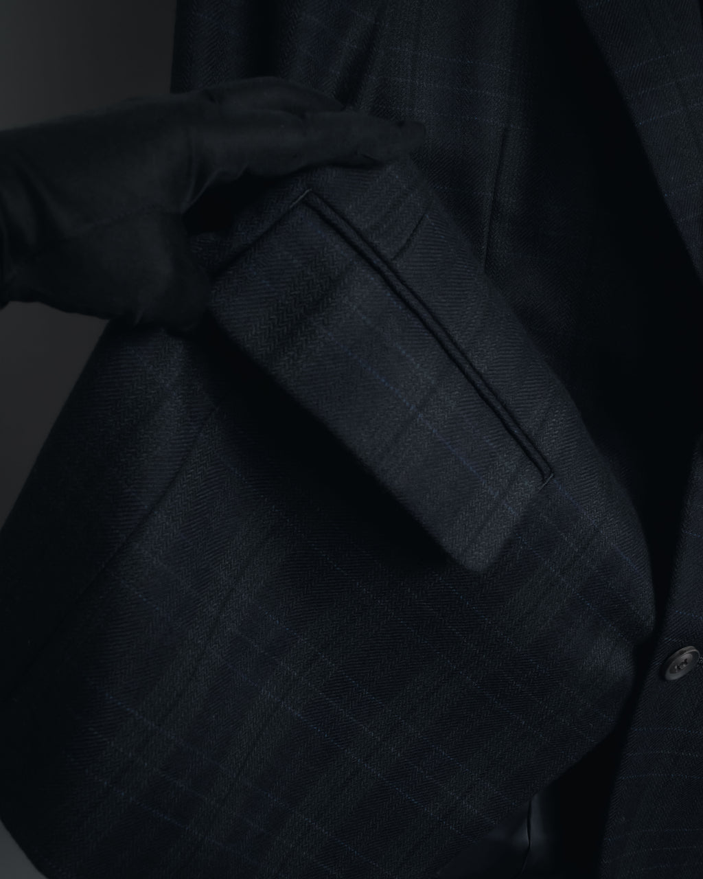 "Burberrys" 90’s dark check wool cashmere blend tailored jacket