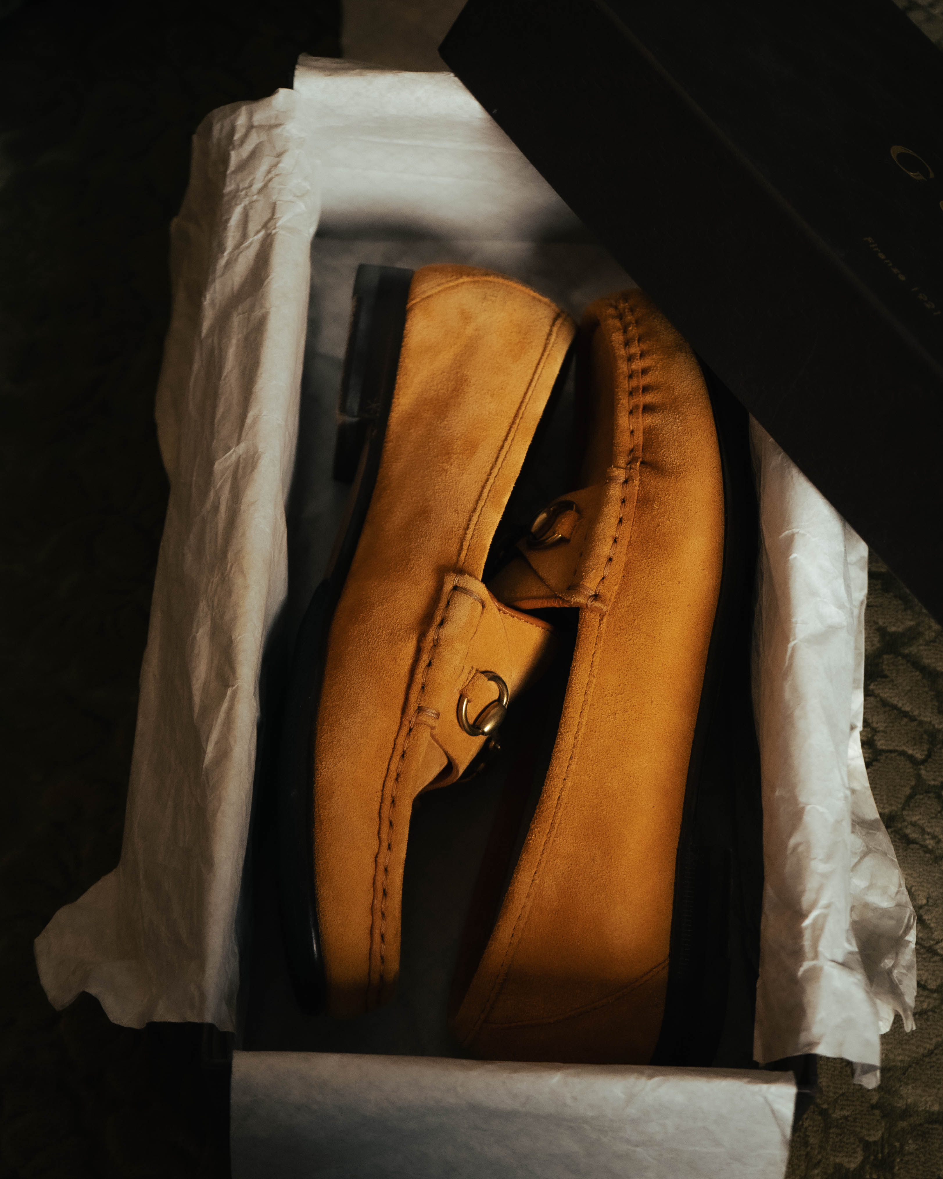 "GUCCI" 10's Camel suede horsebit loafers