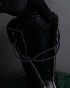 "GUCCI" Front zip design lace-up leather uncle boots
